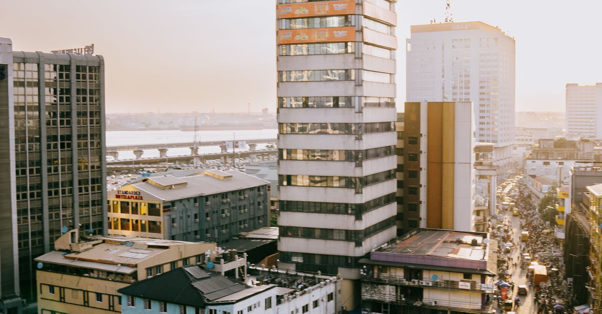 Aerial view of Lagos at sunset